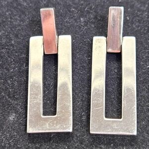 Signed Jondell Heavy Doorknocker Sterling Silver Earrings